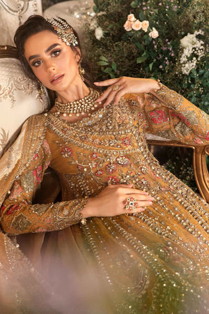 Radiant Mustard Embellished Bridal Anarkali with Dupatta