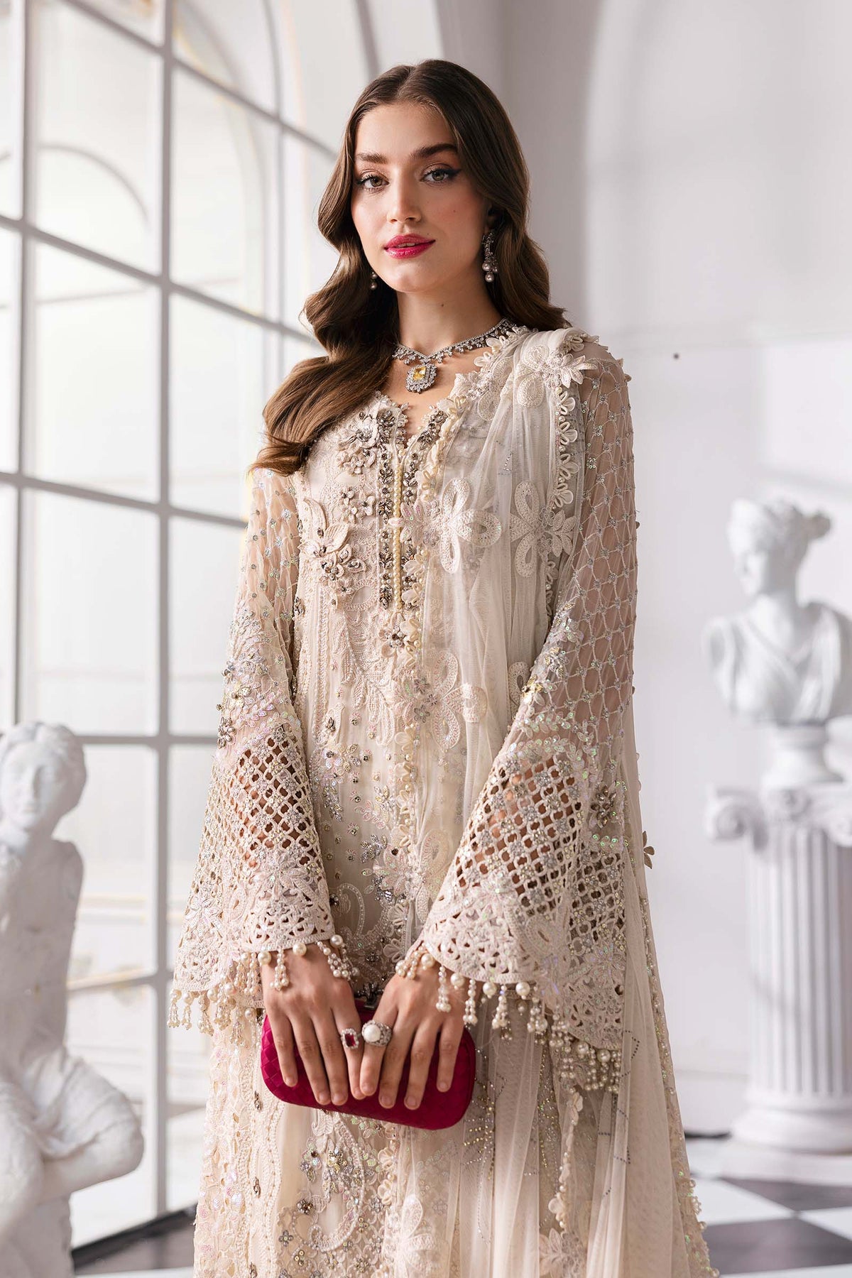 Celestial Charm – Ivory Embroidered Luxury Ensemble