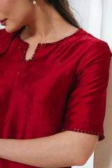Crimson Radiance – Silk Embellished Ensemble