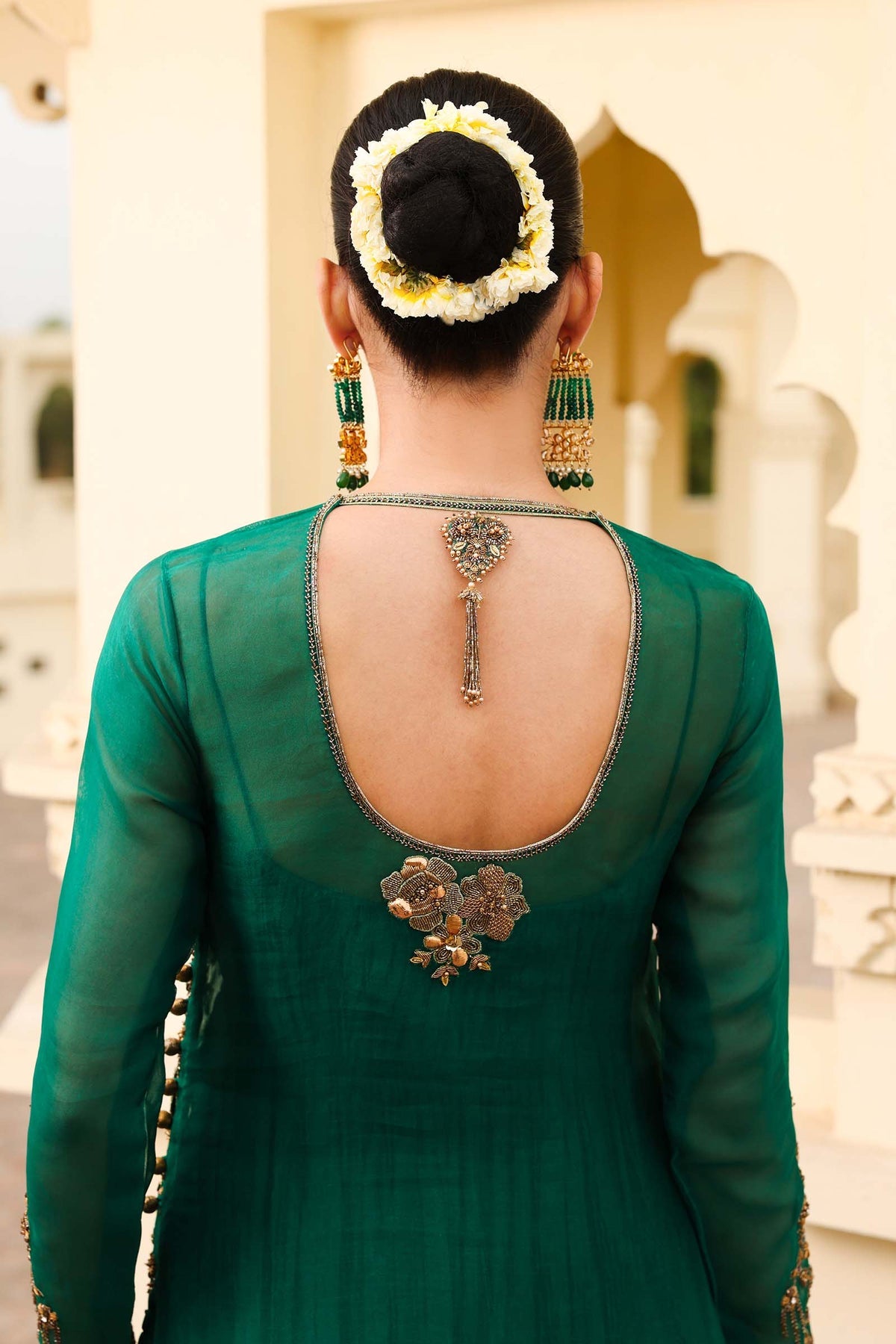 Emerald Enchant – Green Embroidered Formal Ensemble