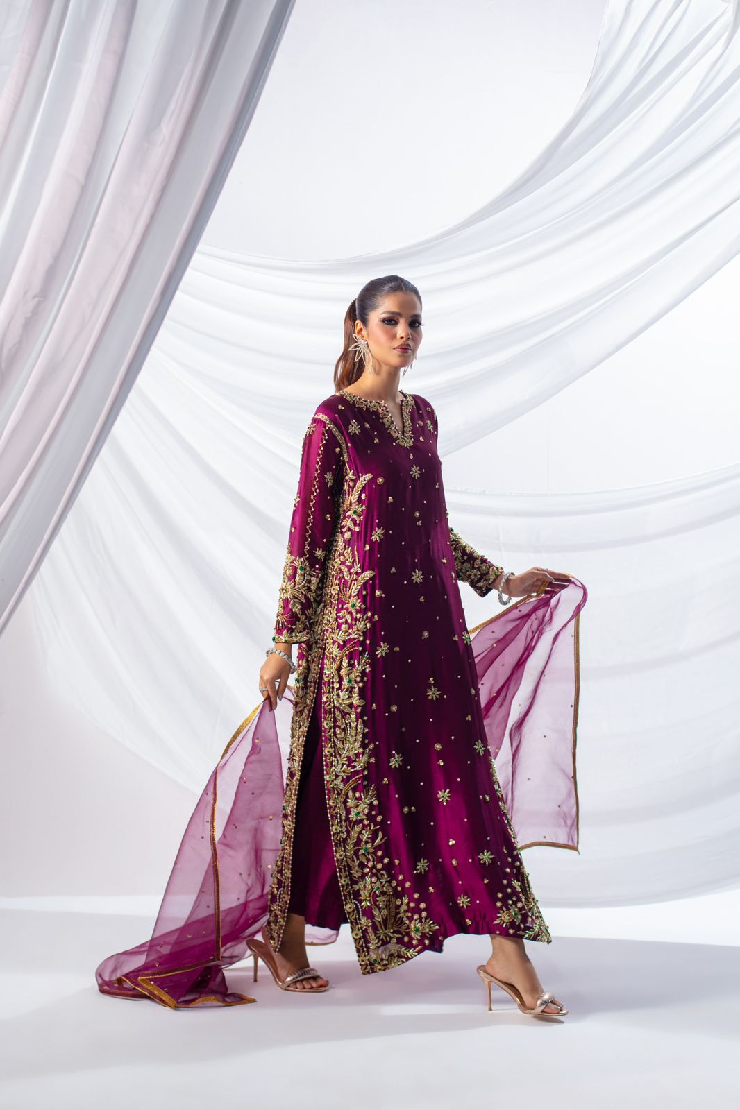 Plum Elegance – Embroidered Formal Suit