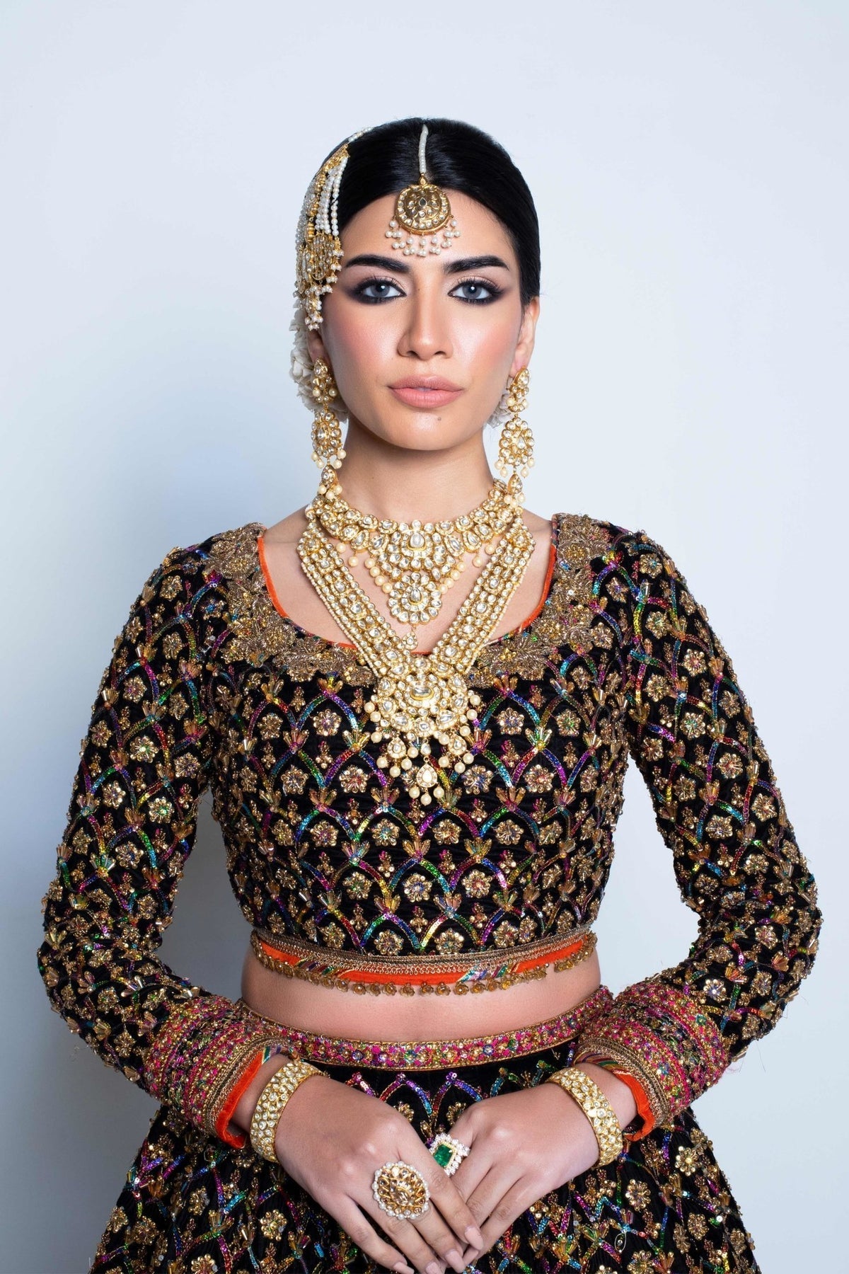Regal Black & Multicolor Bridal Lehenga