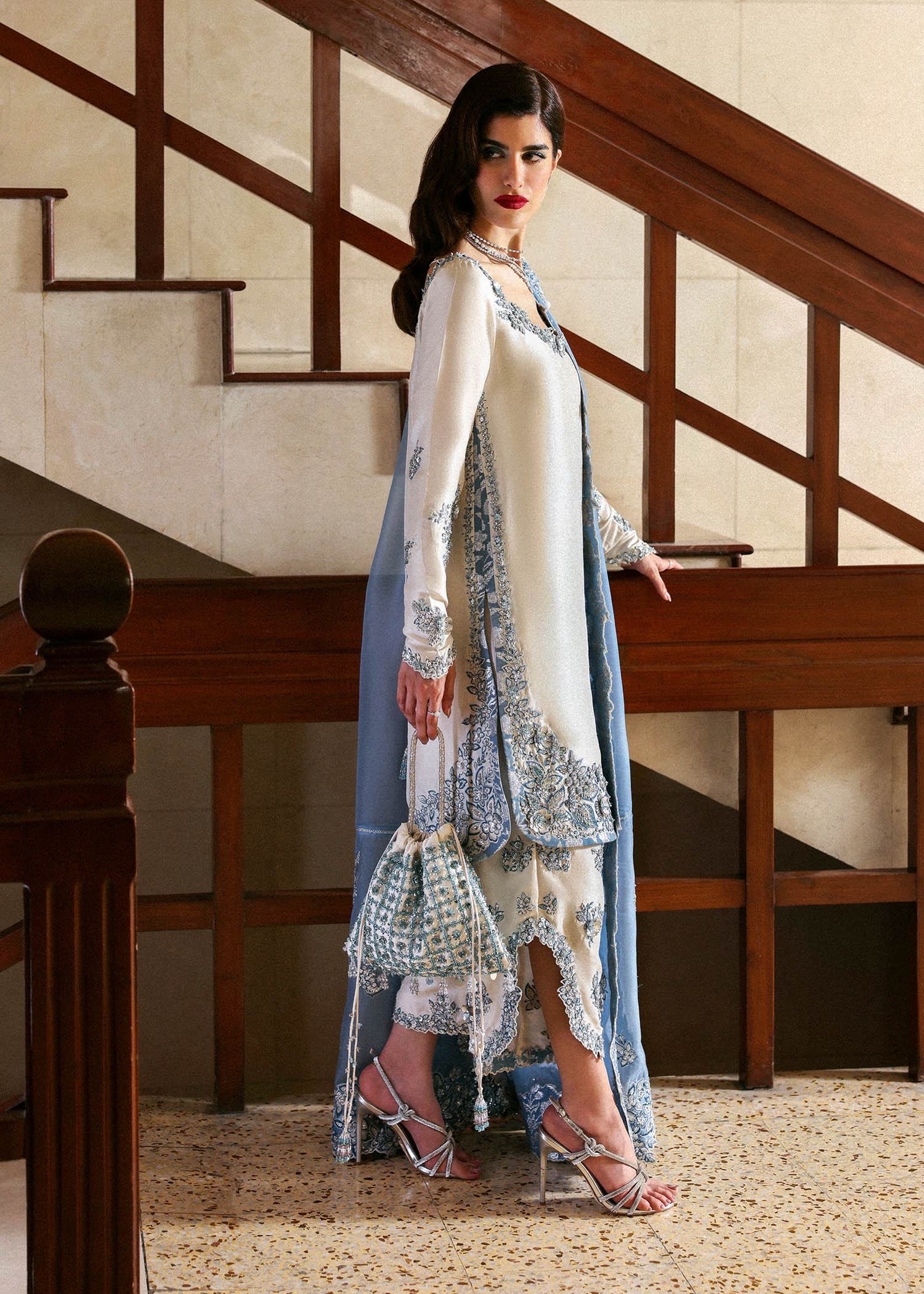 Serenity in Blue – Handcrafted Embroidered Attire”