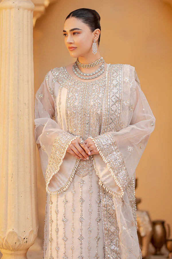 Moonlit Elegance – Silver Embroidered Formal Ensemble