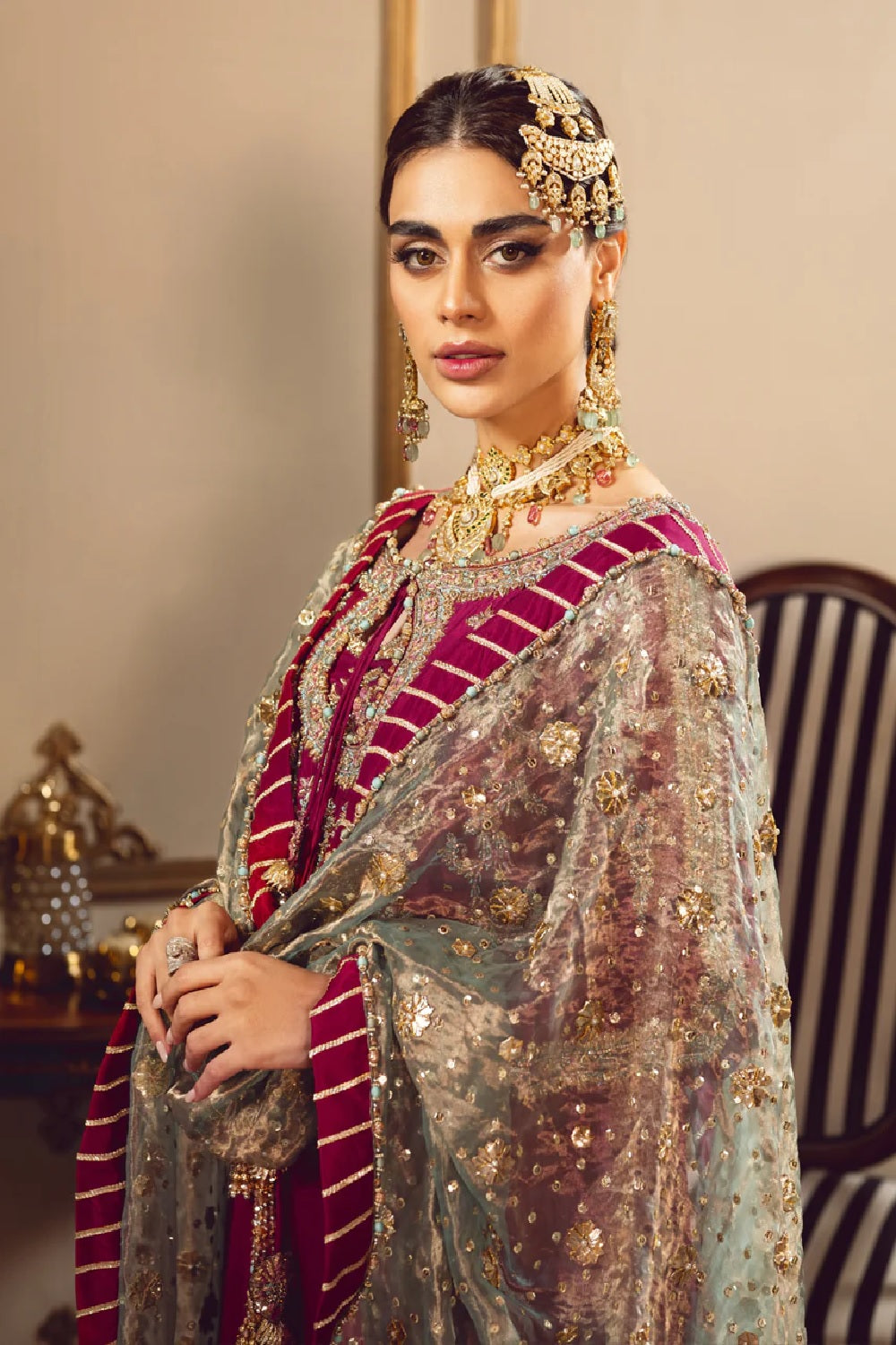 Majestic Rose – Magenta Embroidered Formal Ensemble