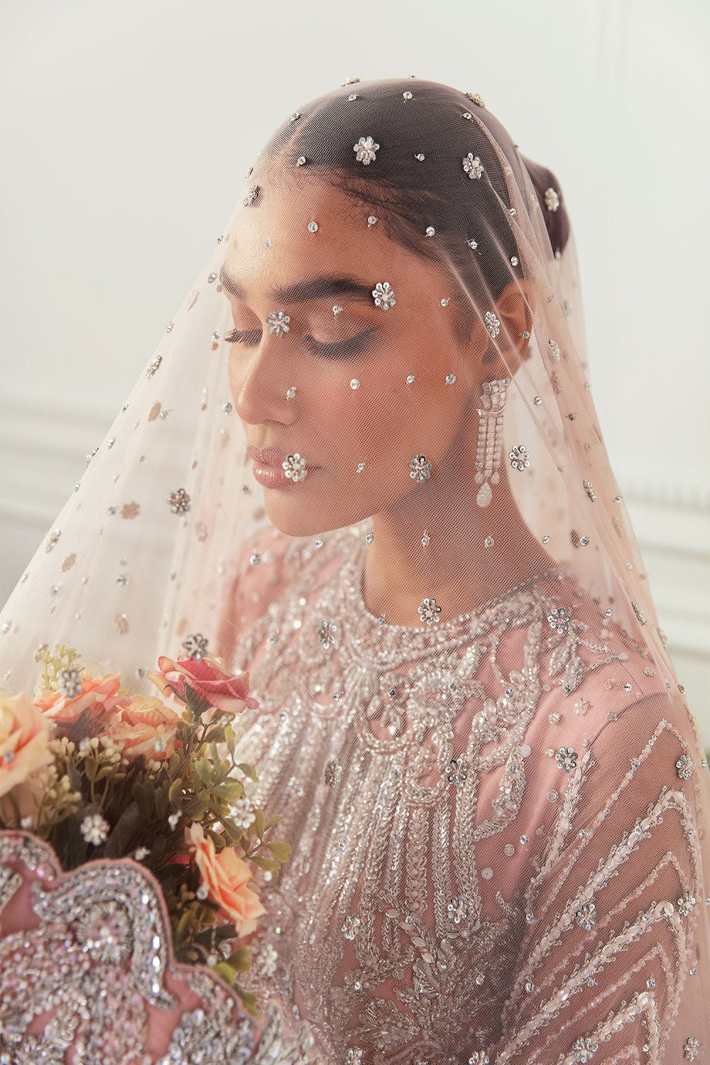 Ethereal Blush Silver Bridal Maxi